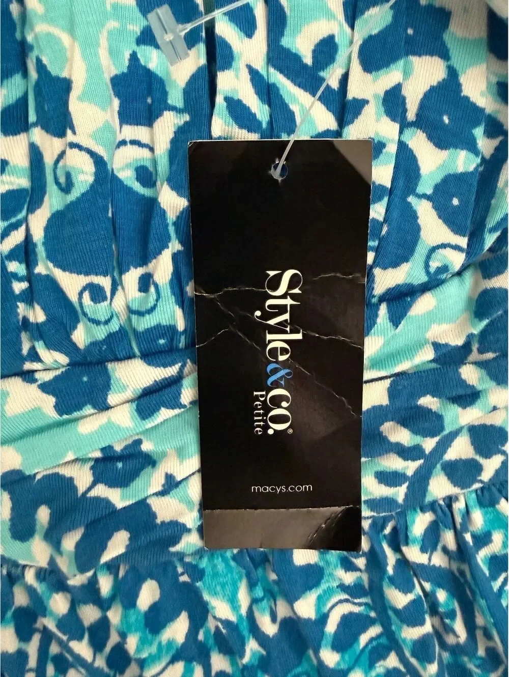 Style and Co. Macy's NEW Sundress Size PM MP Medium Petite Abstract Blue Casual
